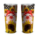 Pig Sunflower Tumbler Stainless Steel Custom American Flag - Gearcarcover - 4