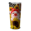 Pig Sunflower Tumbler Stainless Steel Custom American Flag - Gearcarcover - 5