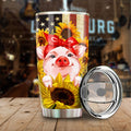 Pig Sunflower Tumbler Stainless Steel Custom American Flag - Gearcarcover - 1