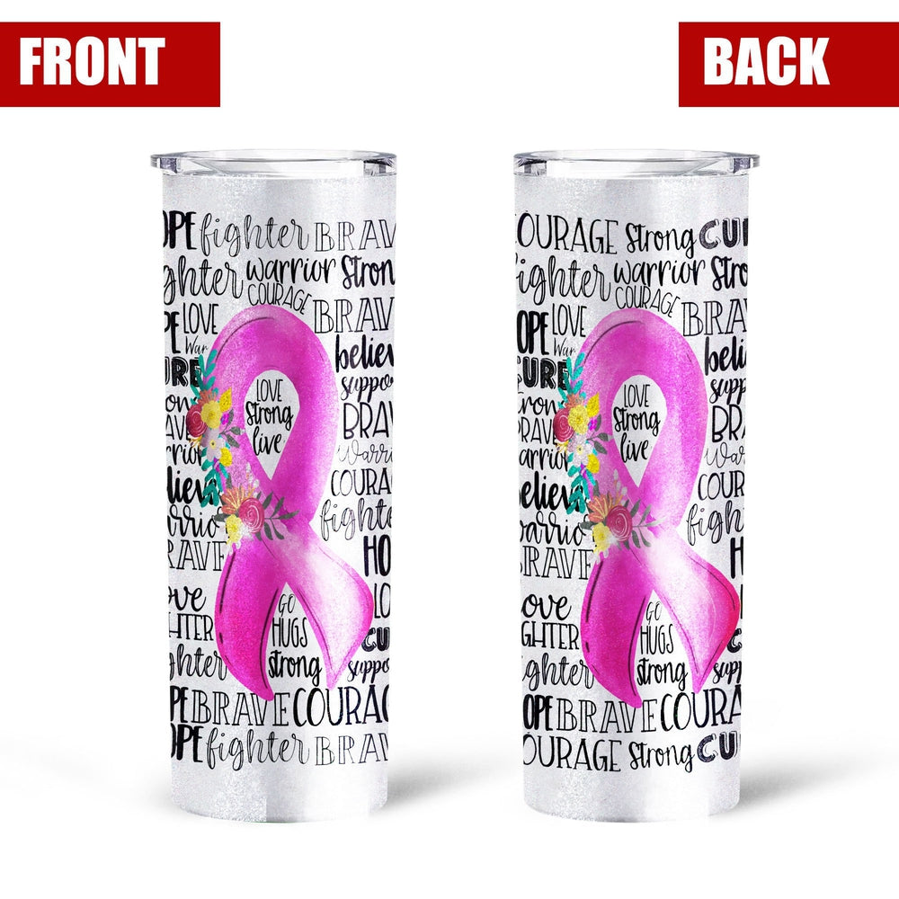 Pink Breast Cancer Awareness Tall Glitter Tumbler - Gearcarcover - 2