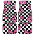 Pink Butterfly Car Floor Mats Custom Checkerboard Car Accessories - Gearcarcover - 1