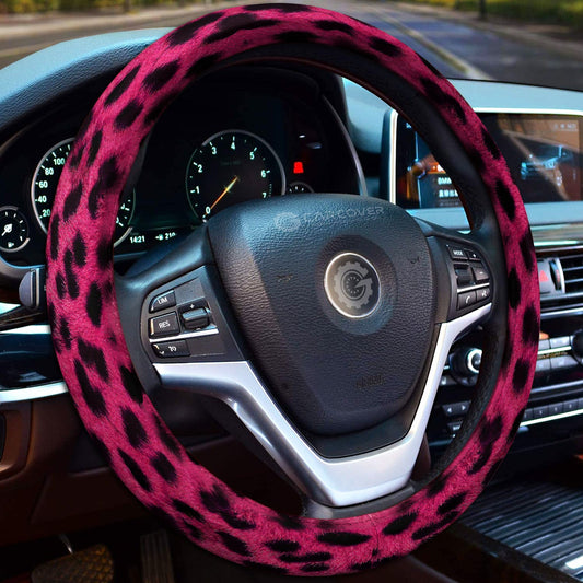 Pink Cheetah Skin Steering Wheel Cover Custom Animal Skin Printed Car Interior Accessories - Gearcarcover - 2