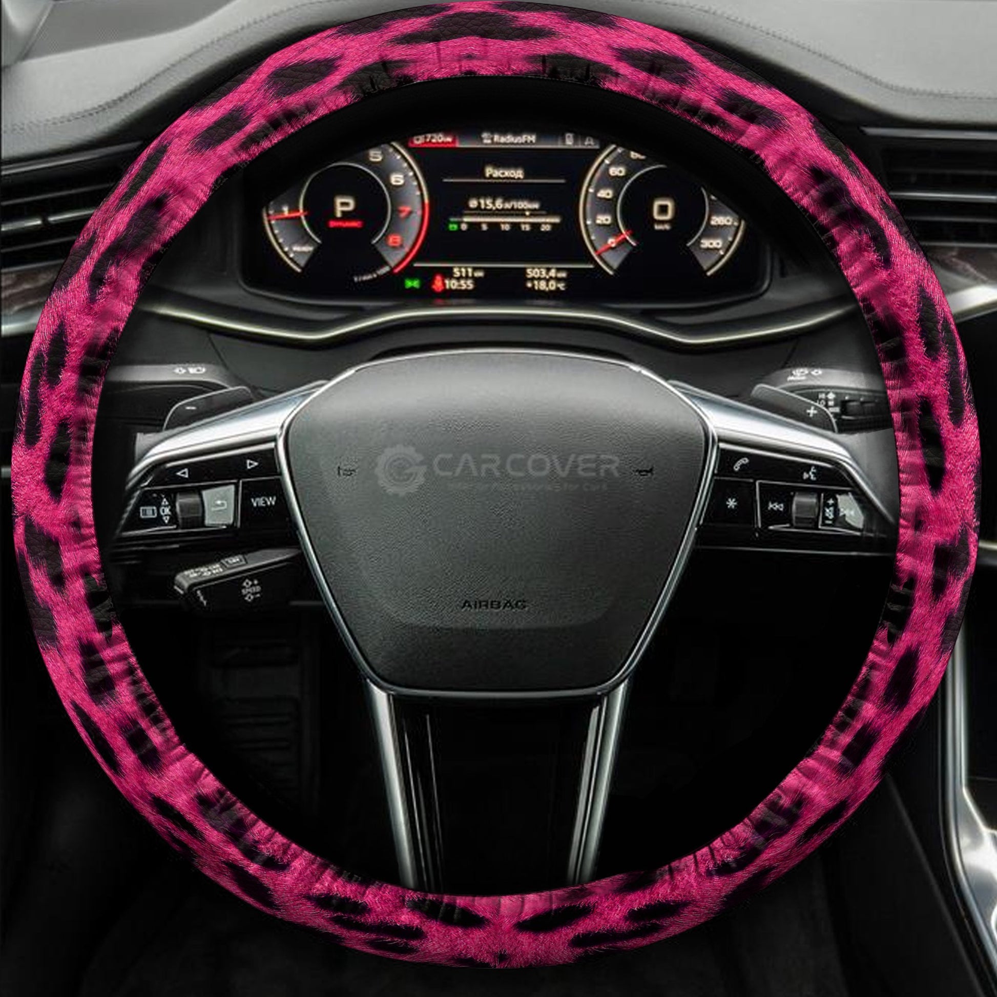 Pink Cheetah Skin Steering Wheel Cover Custom Animal Skin Printed Car Interior Accessories - Gearcarcover - 4