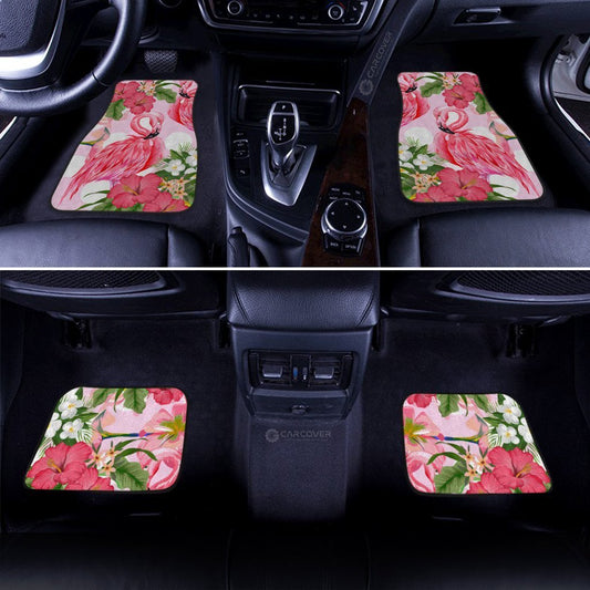 Pink Flamingo Car Floor Mats Custom Hibiscus Flower Car Interior Accessories - Gearcarcover - 2