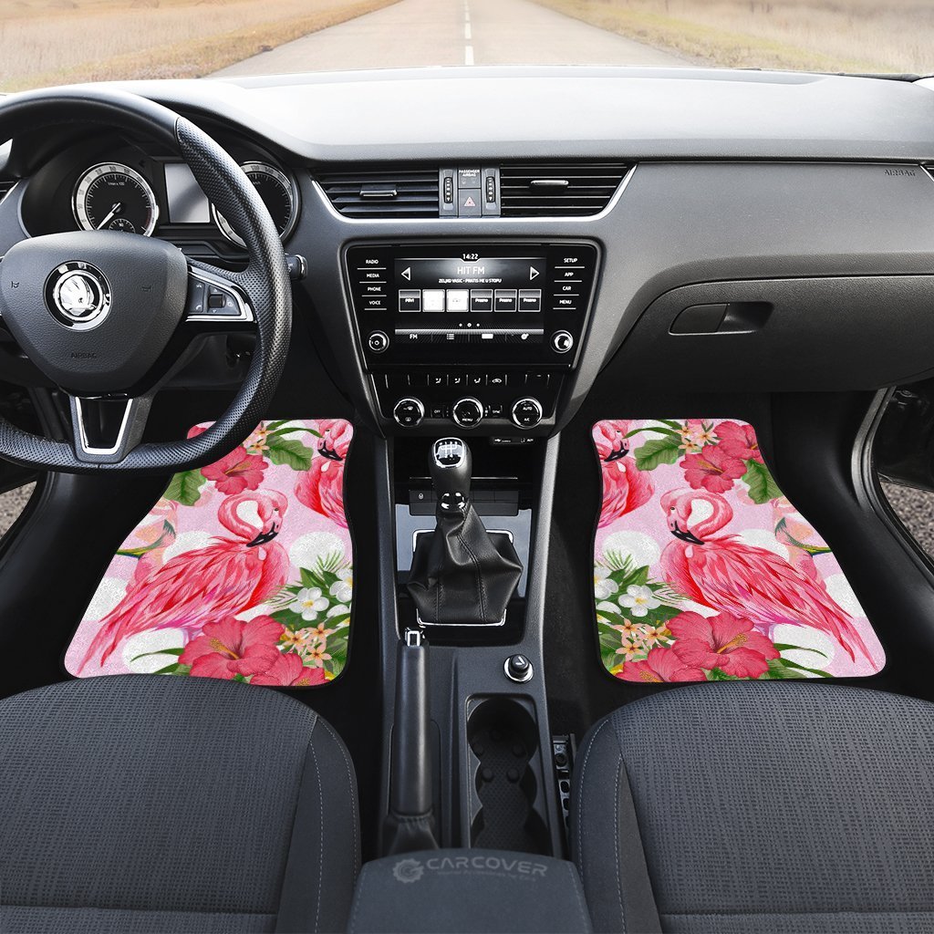 Pink Flamingo Car Floor Mats Custom Hibiscus Flower Car Interior Accessories - Gearcarcover - 3