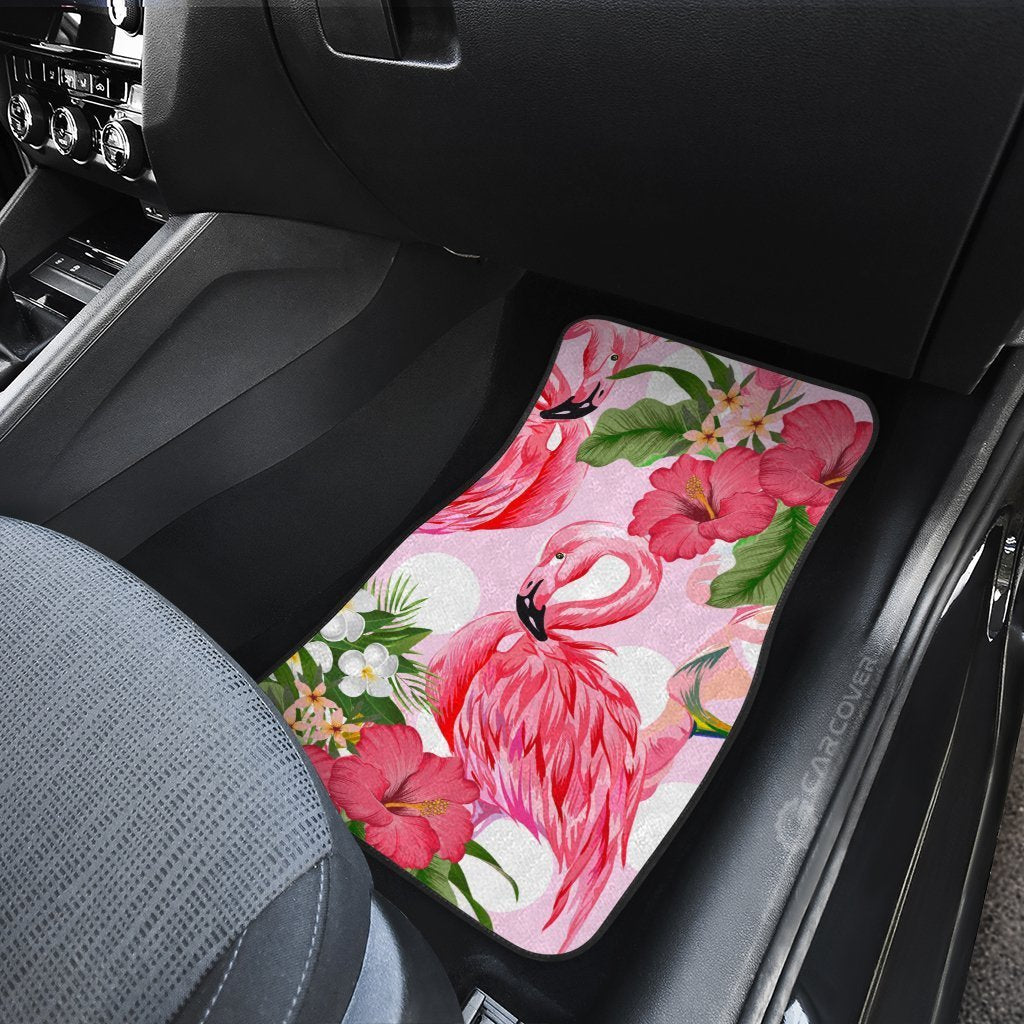 Pink Flamingo Car Floor Mats Custom Hibiscus Flower Car Interior Accessories - Gearcarcover - 4