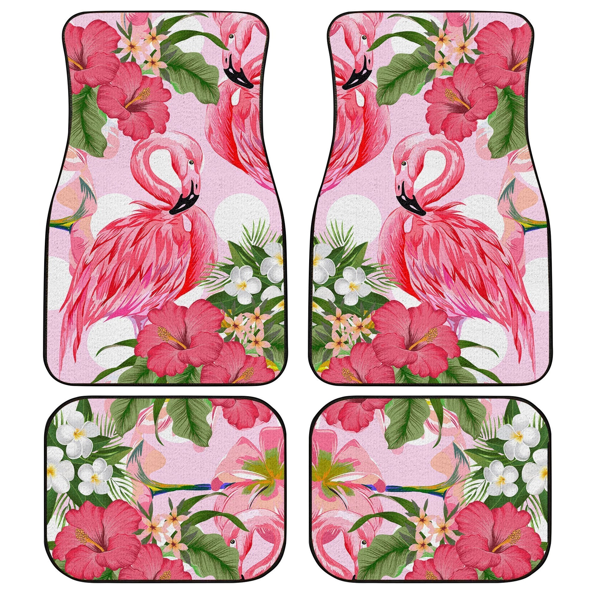 Pink Flamingo Car Floor Mats Custom Hibiscus Flower Car Interior Accessories - Gearcarcover - 1