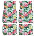 Pink Flamingo Car Floor Mats Custom Plumeria Hibiscus Tropical Flower Car Accessories - Gearcarcover - 1