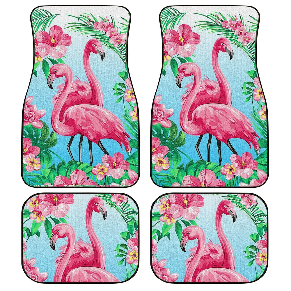 Pink Flamingo Car Floor Mats Custom Tropical Flower Car Accessories - Gearcarcover - 1