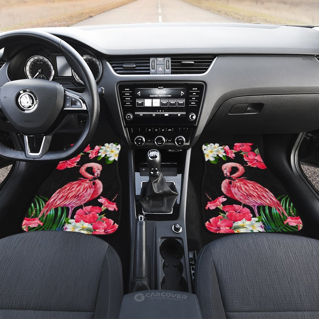Pink Flamingo Car Floor Mats Custom Tropical Flower Car Interior Accessories - Gearcarcover - 3