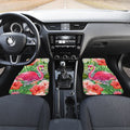 Pink Flamingo Car Floor Mats Custom Tropical Leaves Hibiscus Flower Car Interior Accessories - Gearcarcover - 3