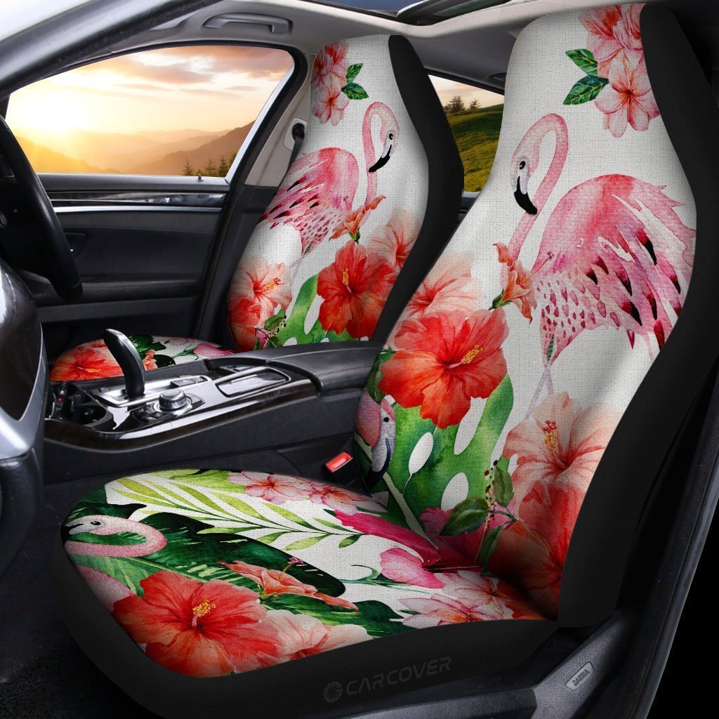 Pink Flamingo Car Seat Covers Custom Cool Car Interior Accessories - Gearcarcover - 2