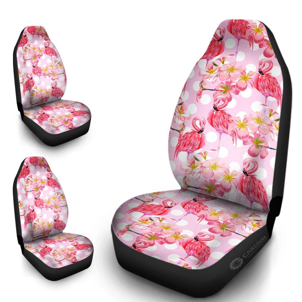 Pink Flamingo Car Seat Covers Custom Flower Car Interior Accessories - Gearcarcover - 4