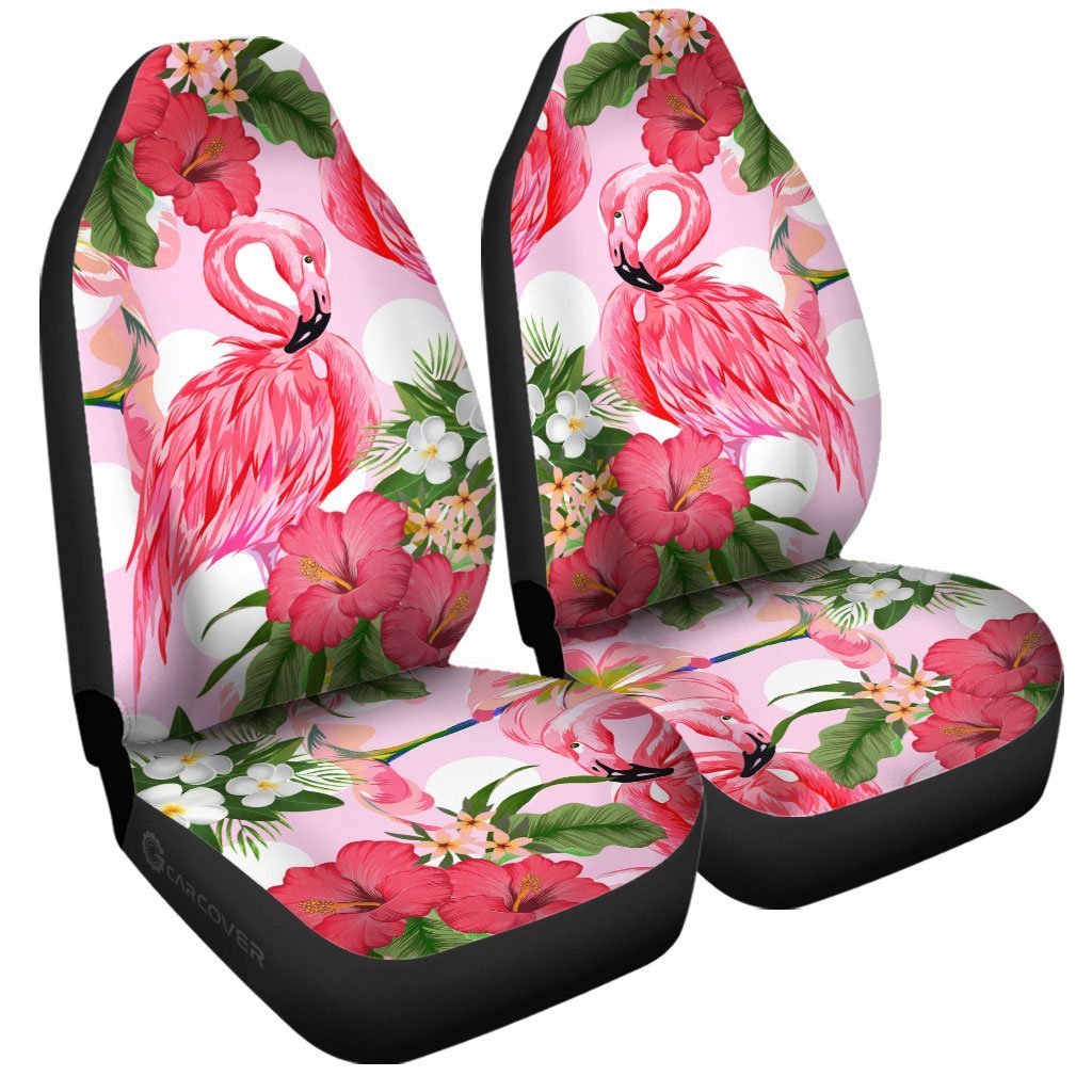 Pink Flamingo Car Seat Covers Custom Hibiscus Flower Car Interior Accessories - Gearcarcover - 3