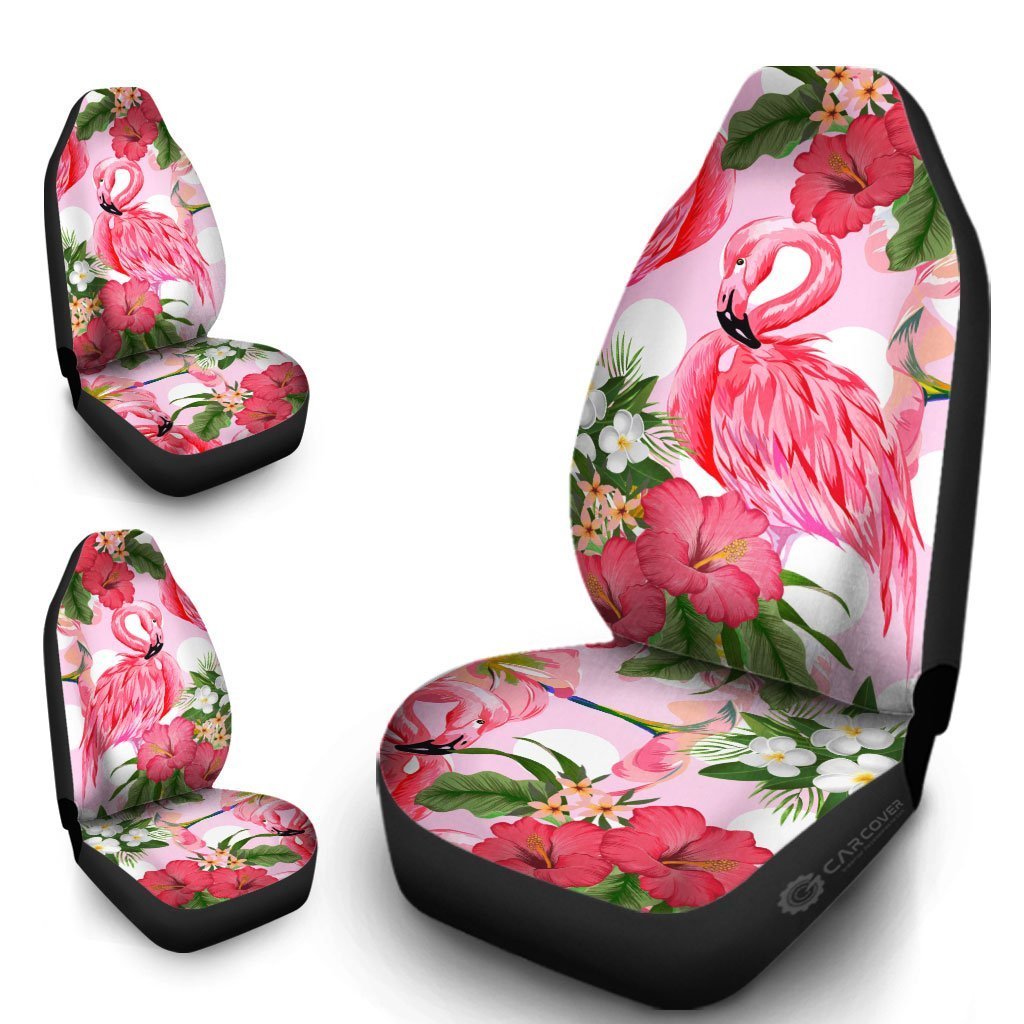 Pink Flamingo Car Seat Covers Custom Hibiscus Flower Car Interior Accessories - Gearcarcover - 4