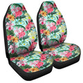 Pink Flamingo Car Seat Covers Custom Plumeria Hibiscus Tropical Flower Car Accessories - Gearcarcover - 3