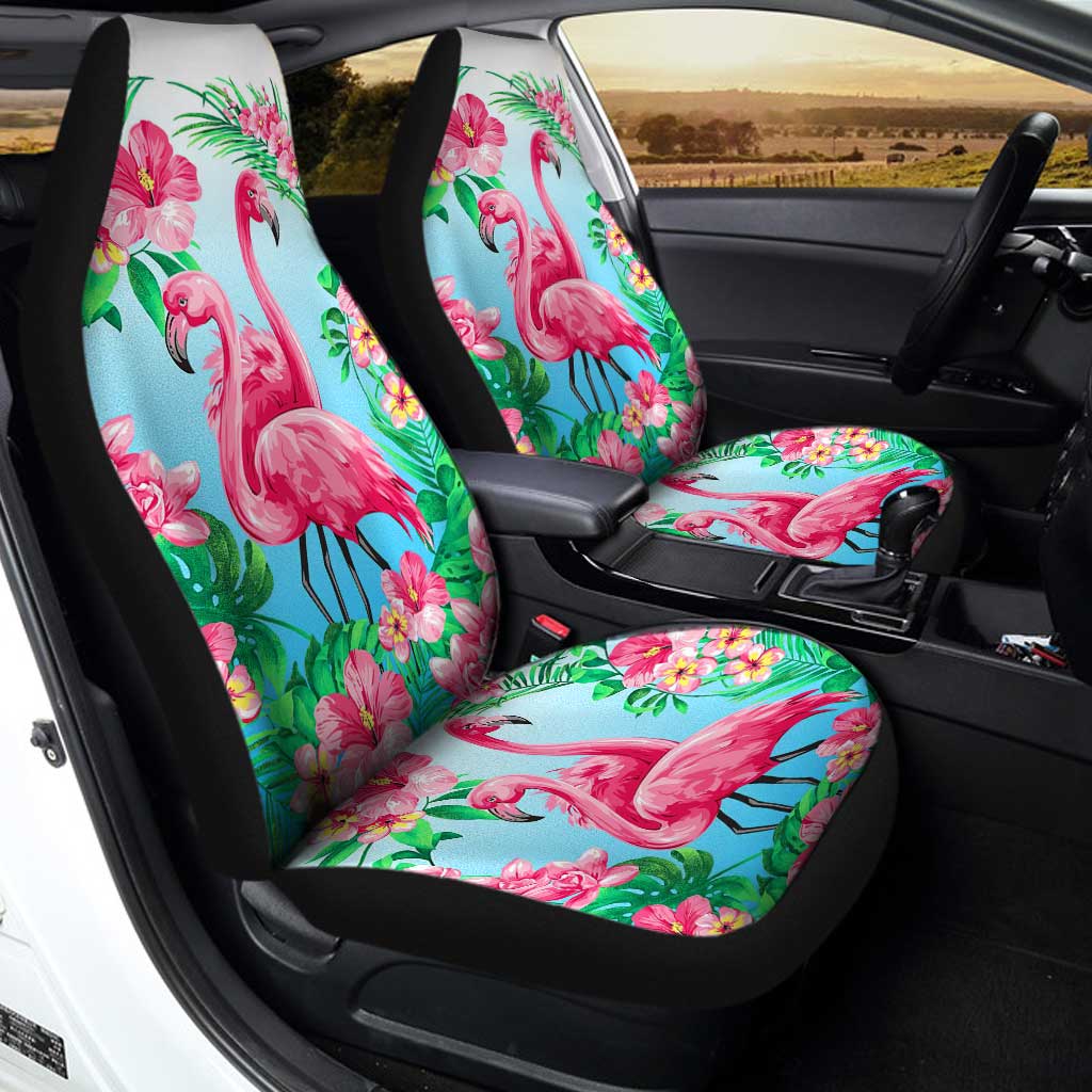 Pink Flamingo Car Seat Covers Custom Tropical Floral Car Interior Accessories - Gearcarcover - 2