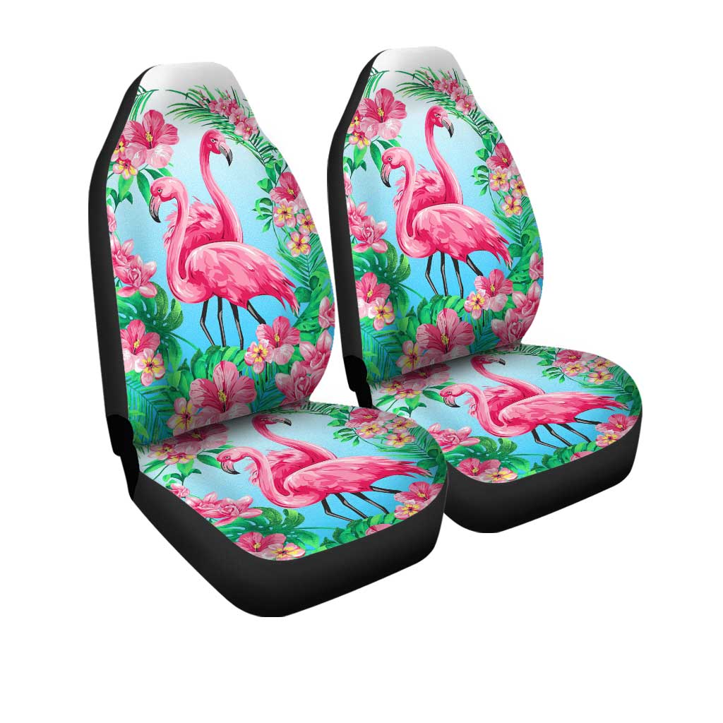 Pink Flamingo Car Seat Covers Custom Tropical Floral Car Interior Accessories - Gearcarcover - 3