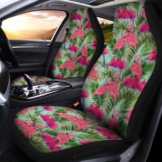 Pink Flamingo Car Seat Covers Custom Tropical Leaf Car Accessories - Gearcarcover - 2