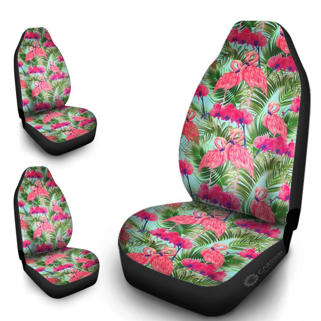 Pink Flamingo Car Seat Covers Custom Tropical Leaf Car Accessories - Gearcarcover - 4