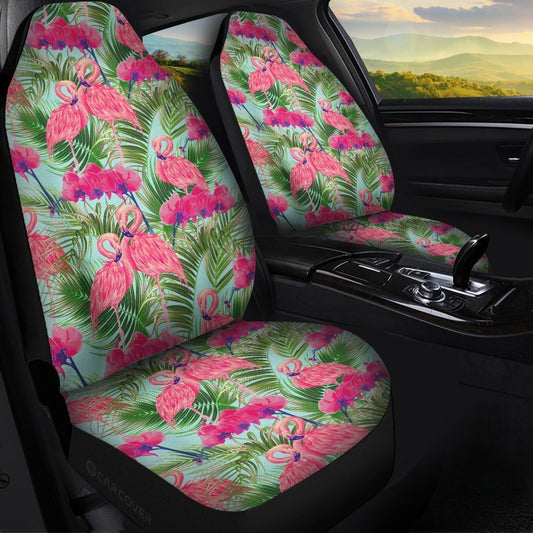 Pink Flamingo Car Seat Covers Custom Tropical Leaf Car Accessories - Gearcarcover - 1