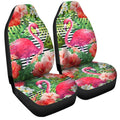 Pink Flamingo Car Seat Covers Custom Tropical Leaves Hibiscus Flower Car Interior Accessories - Gearcarcover - 3