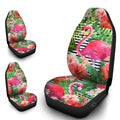 Pink Flamingo Car Seat Covers Custom Tropical Leaves Hibiscus Flower Car Interior Accessories - Gearcarcover - 4