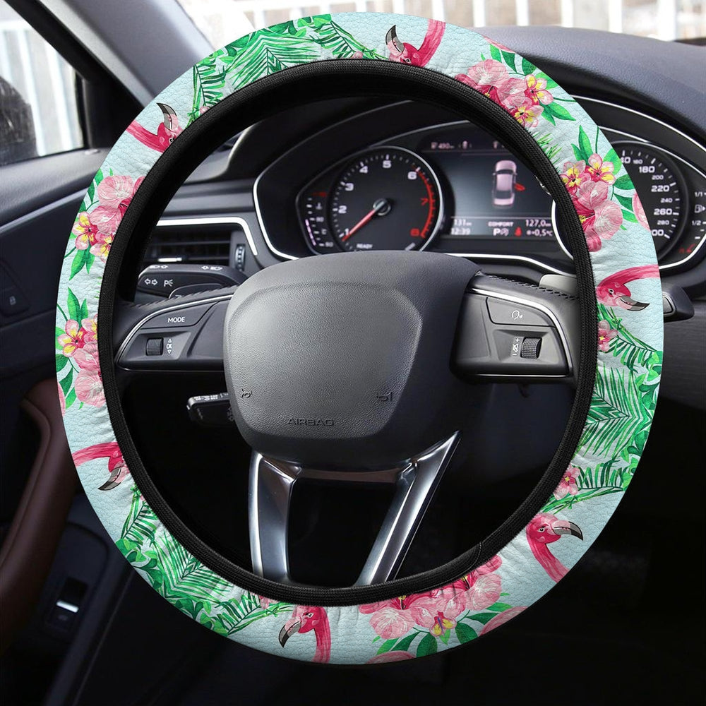 Pink Flamingo Steering Wheel Covers Custom Hawaiian Style Car Accessories - Gearcarcover - 2