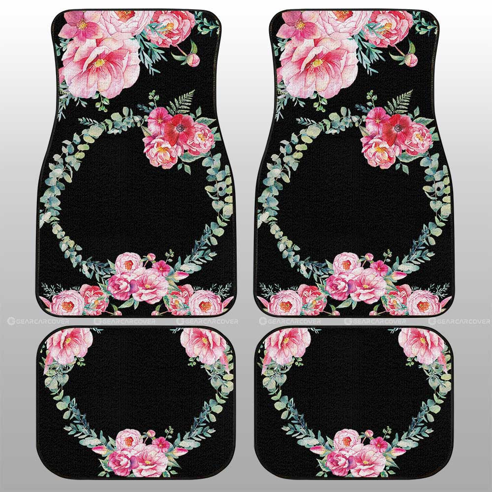 Pink Flowers Car Floor Mats Custom Personalized Name Car Accessories - Gearcarcover - 1