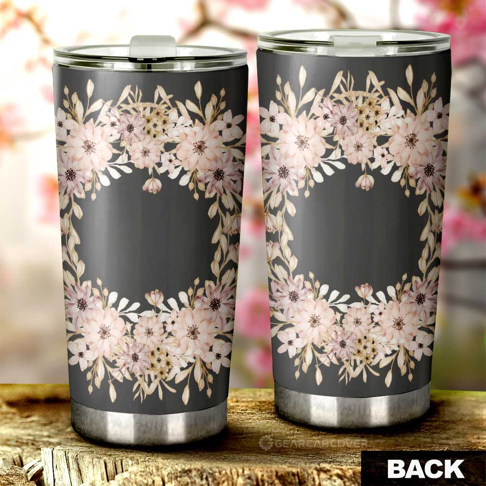 Pink Flowers Tumbler Cup Custom Personalized Name Car Interior Accessories - Gearcarcover - 3