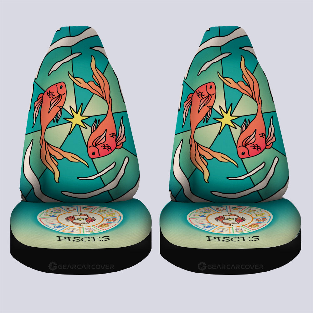 Pisces Colorful Car Seat Covers Custom Zodiac Car Accessories - Gearcarcover - 2