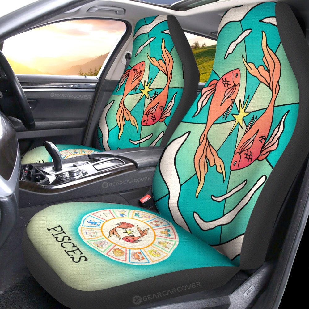 Pisces Colorful Car Seat Covers Custom Zodiac Car Accessories - Gearcarcover - 3