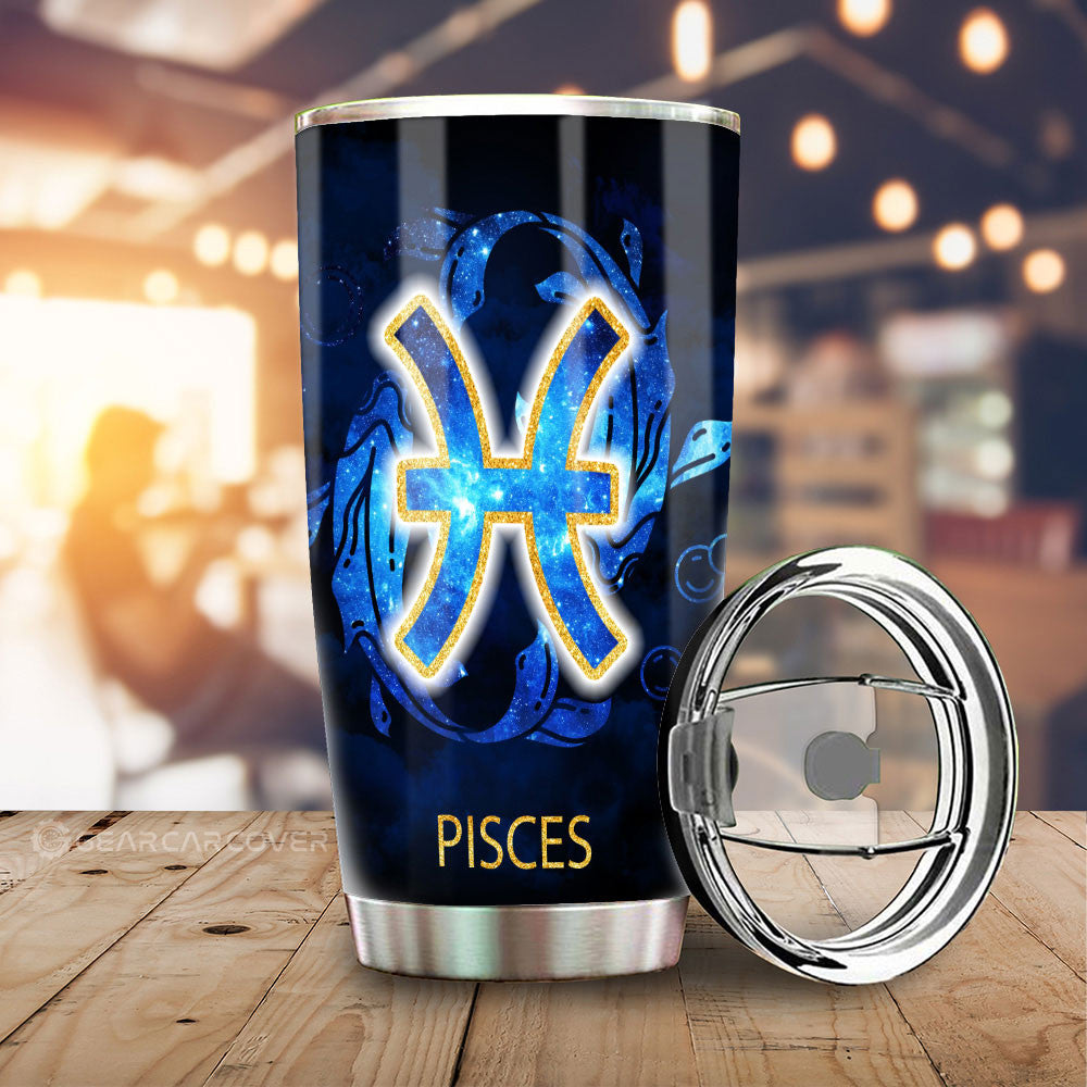 Pisces Tumbler Cup Custom Zodiac Car Interior Accessories - Gearcarcover - 1