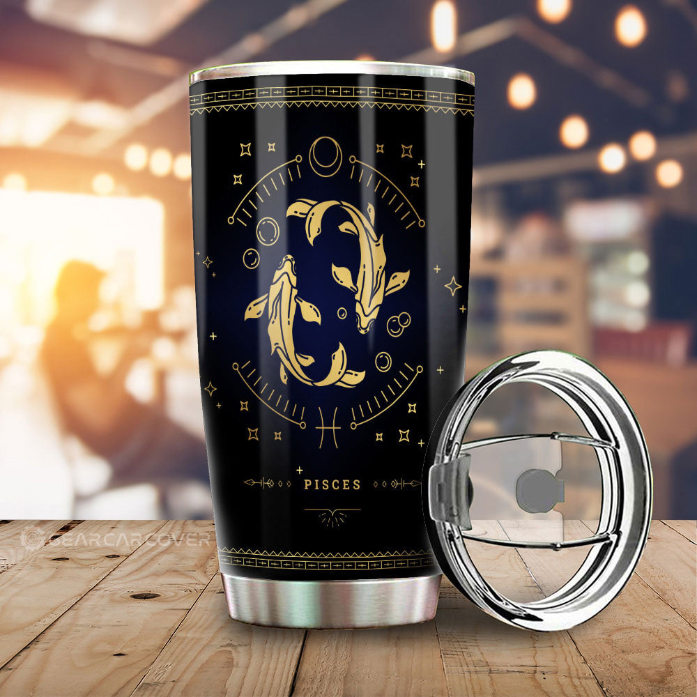 Pisces Tumbler Cup Custom Zodiac Car Interior Accessories - Gearcarcover - 1