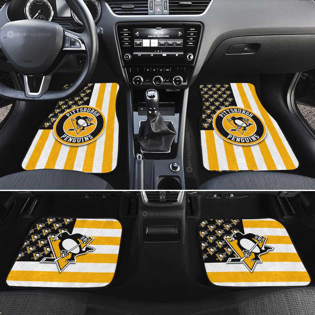 Pittsburgh Penguins Car Floor Mats Custom US Flag Style - Gearcarcover - 2