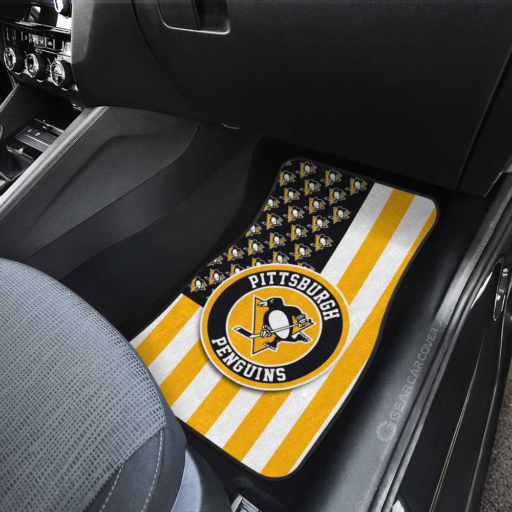 Pittsburgh Penguins Car Floor Mats Custom US Flag Style - Gearcarcover - 3