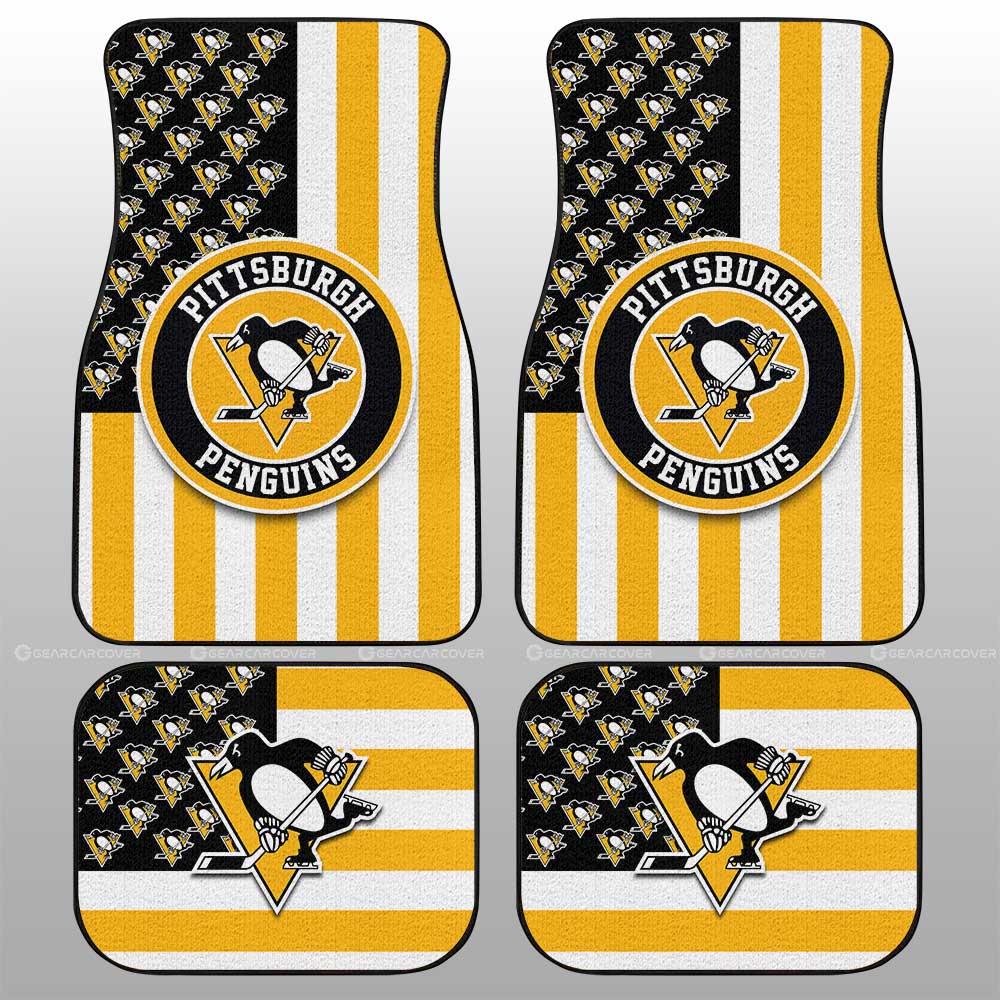 Pittsburgh Penguins Car Floor Mats Custom US Flag Style - Gearcarcover - 1