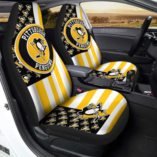 Pittsburgh Penguins Car Seat Covers Custom US Flag Style - Gearcarcover - 1