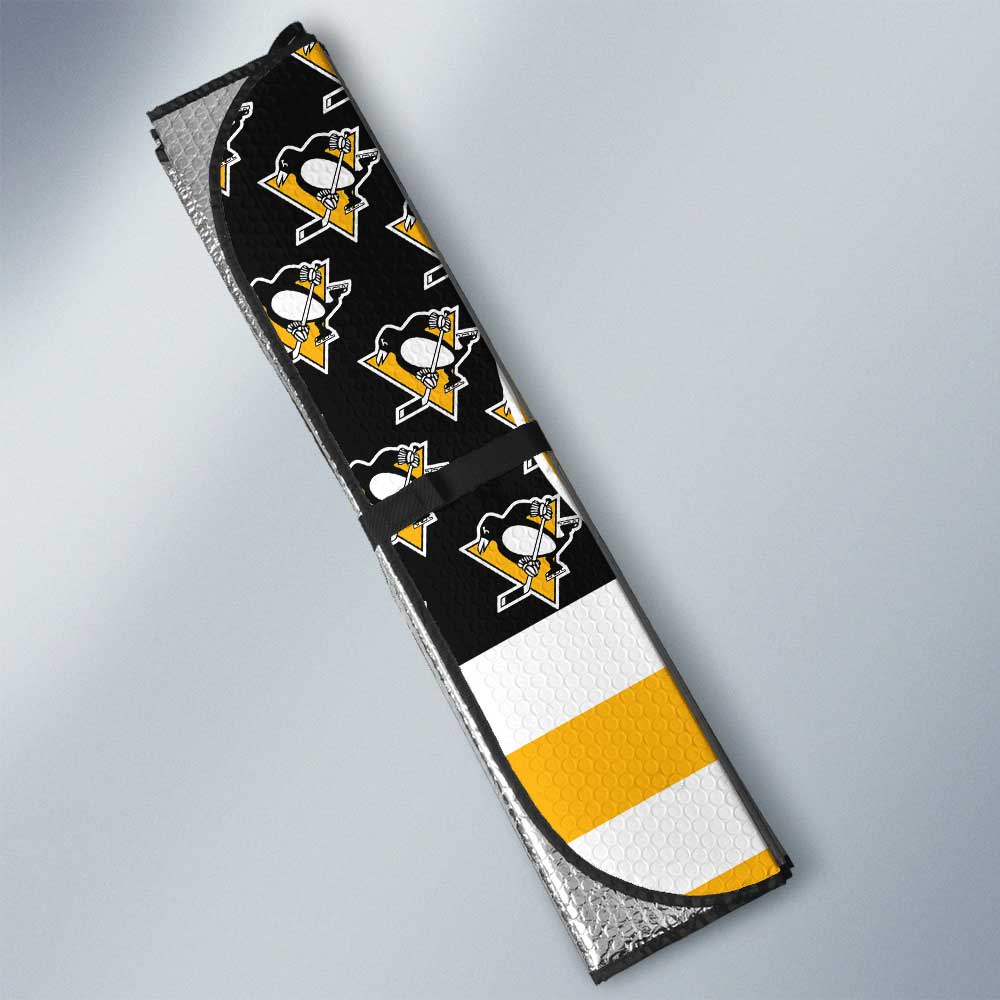 Pittsburgh Penguins Car Sunshade Custom US Flag Style - Gearcarcover - 3