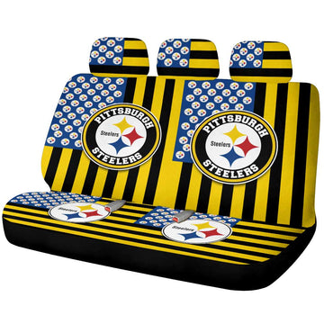 Pittsburgh Steelers Car Back Seat Cover Custom US Flag Style - Gearcarcover - 1