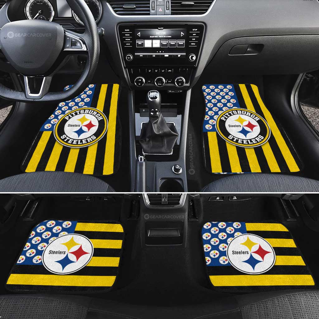 Pittsburgh Steelers Car Floor Mats Custom US Flag Style - Gearcarcover - 2