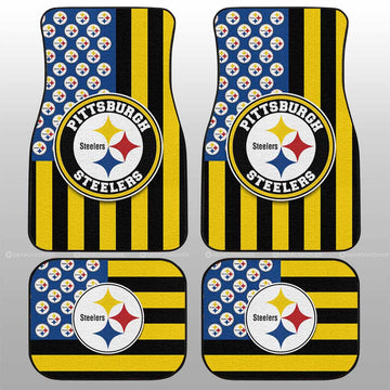 Pittsburgh Steelers Car Floor Mats Custom US Flag Style - Gearcarcover - 1
