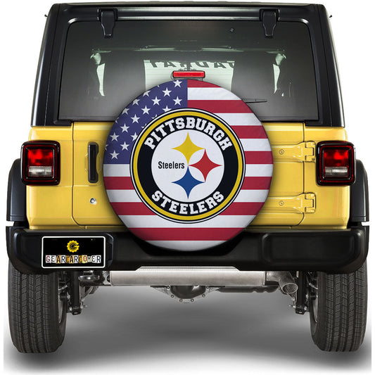 Pittsburgh Steelers Spare Tire Covers Custom US Flag Style - Gearcarcover - 1