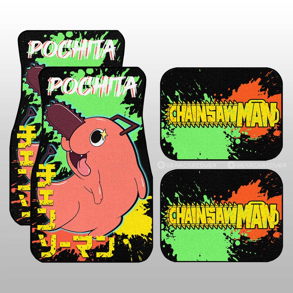 Pochita Car Floor Mats Custom Chainsaw Man Anime Car Accessories - Gearcarcover - 1