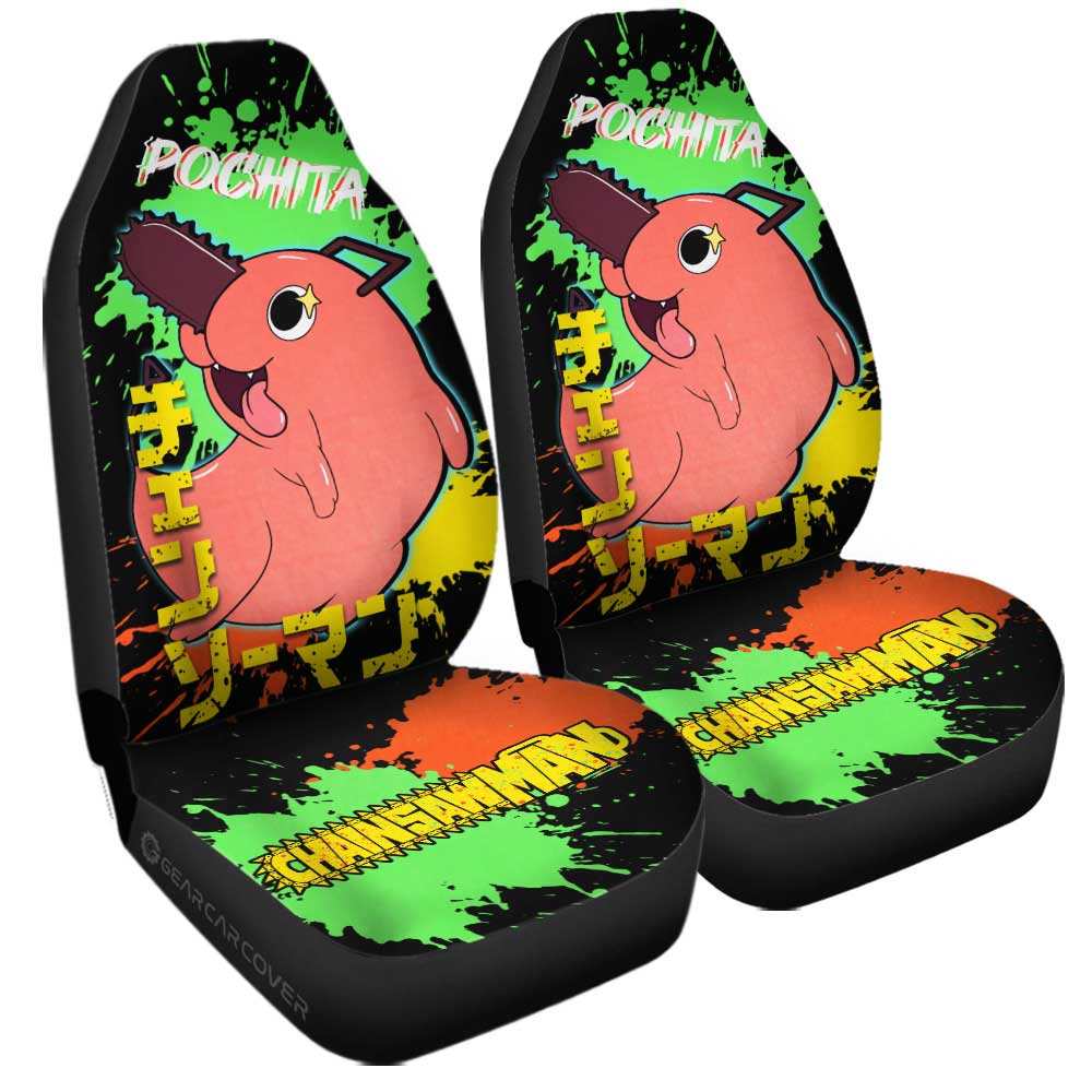 Pochita Car Seat Covers Custom Chainsaw Man Anime Car Accessories - Gearcarcover - 3