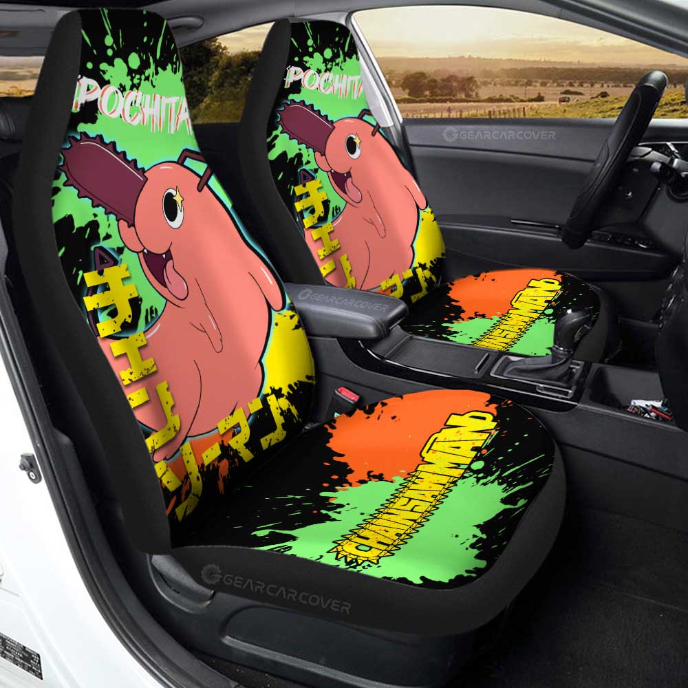 Pochita Car Seat Covers Custom Chainsaw Man Anime Car Accessories - Gearcarcover - 1
