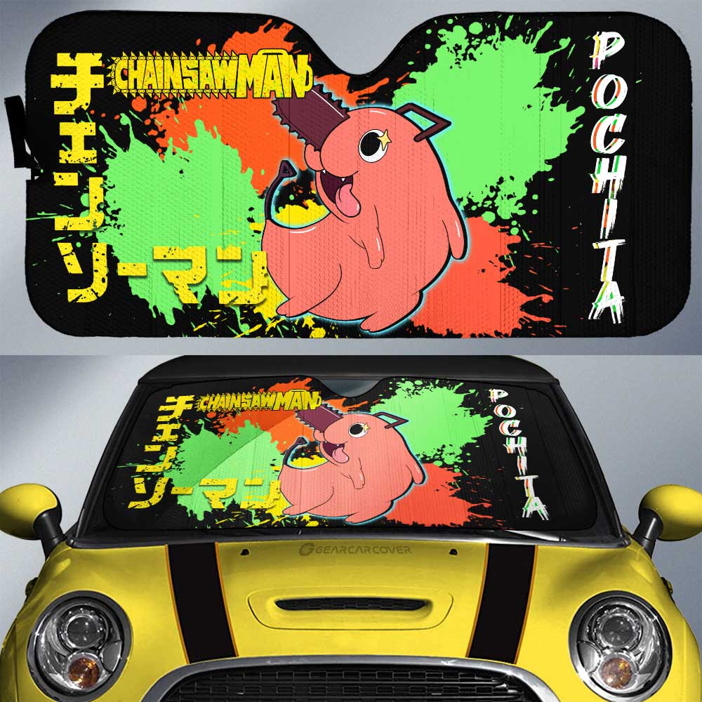 Pochita Car Sunshade Custom Chainsaw Man Anime Car Accessories - Gearcarcover - 1