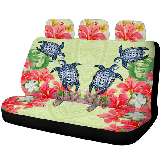 Polynesian Turtle Car Back Seat Covers Custom Flowers Car Accessories - Gearcarcover - 1