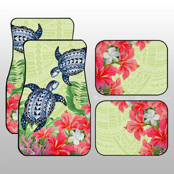 Polynesian Turtle Car Floor Mats Custom Flowers Car Accessories - Gearcarcover - 1