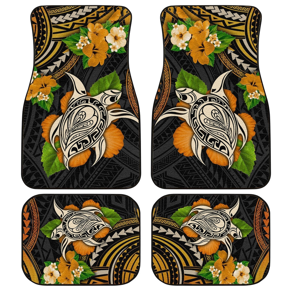 Polynesian Turtle Car Floor Mats Custom Hibiscus Flower Car Accessories - Gearcarcover - 1